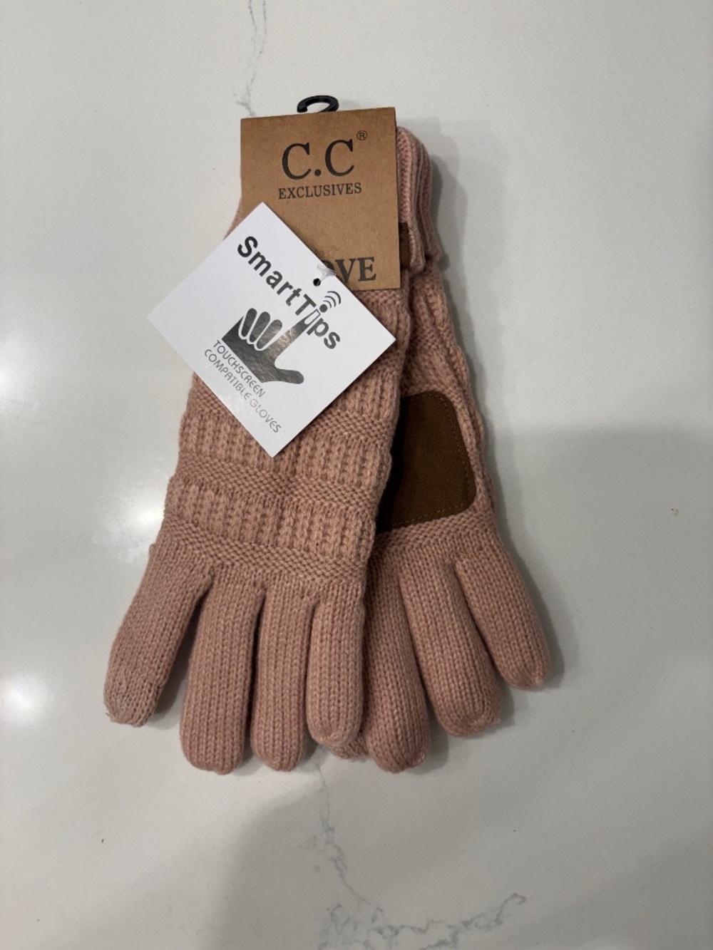 C.C Indi Pink Lined  Ribbed Gloves